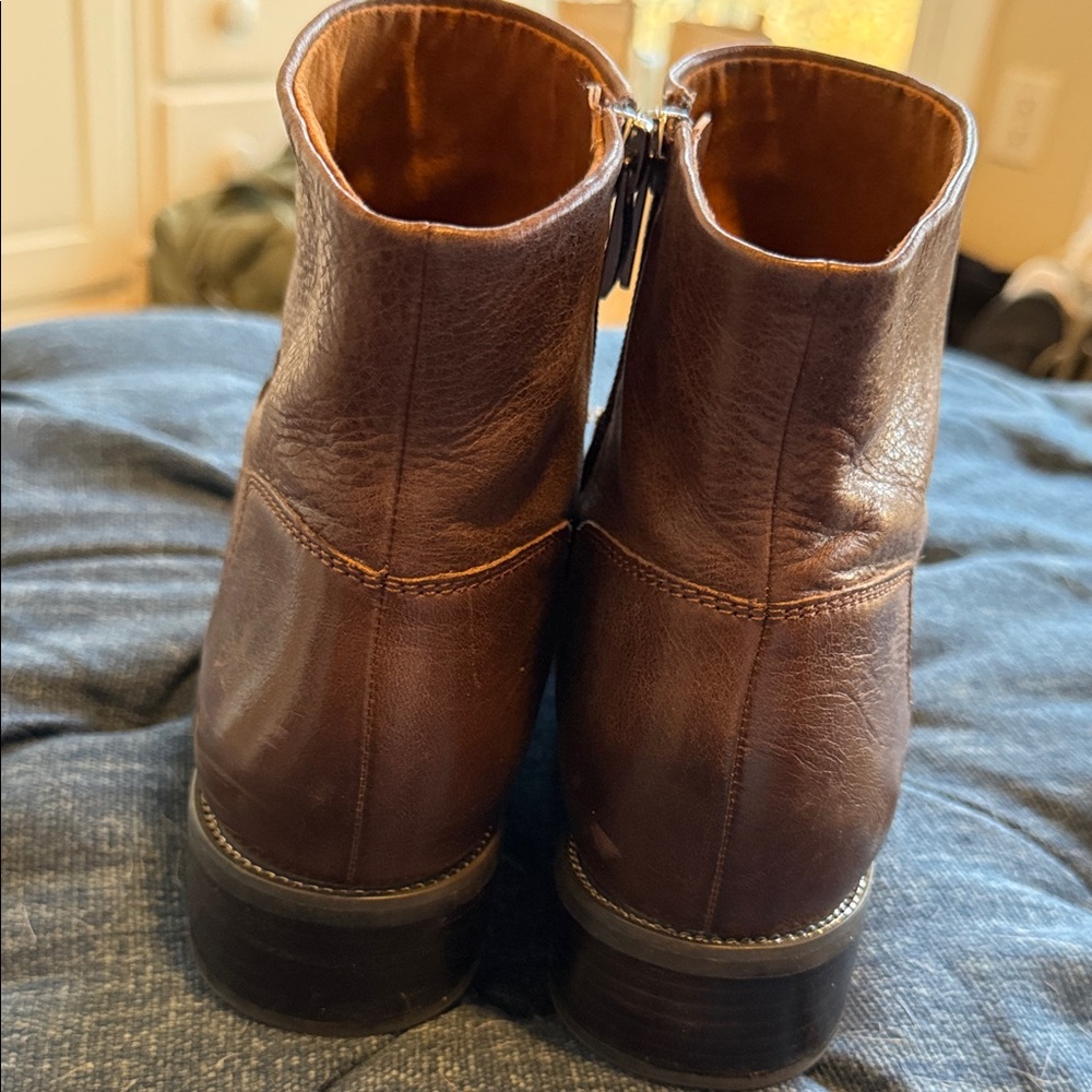 Franco Sarto Brown Leather Ankle Boots - Picture 2 of 3